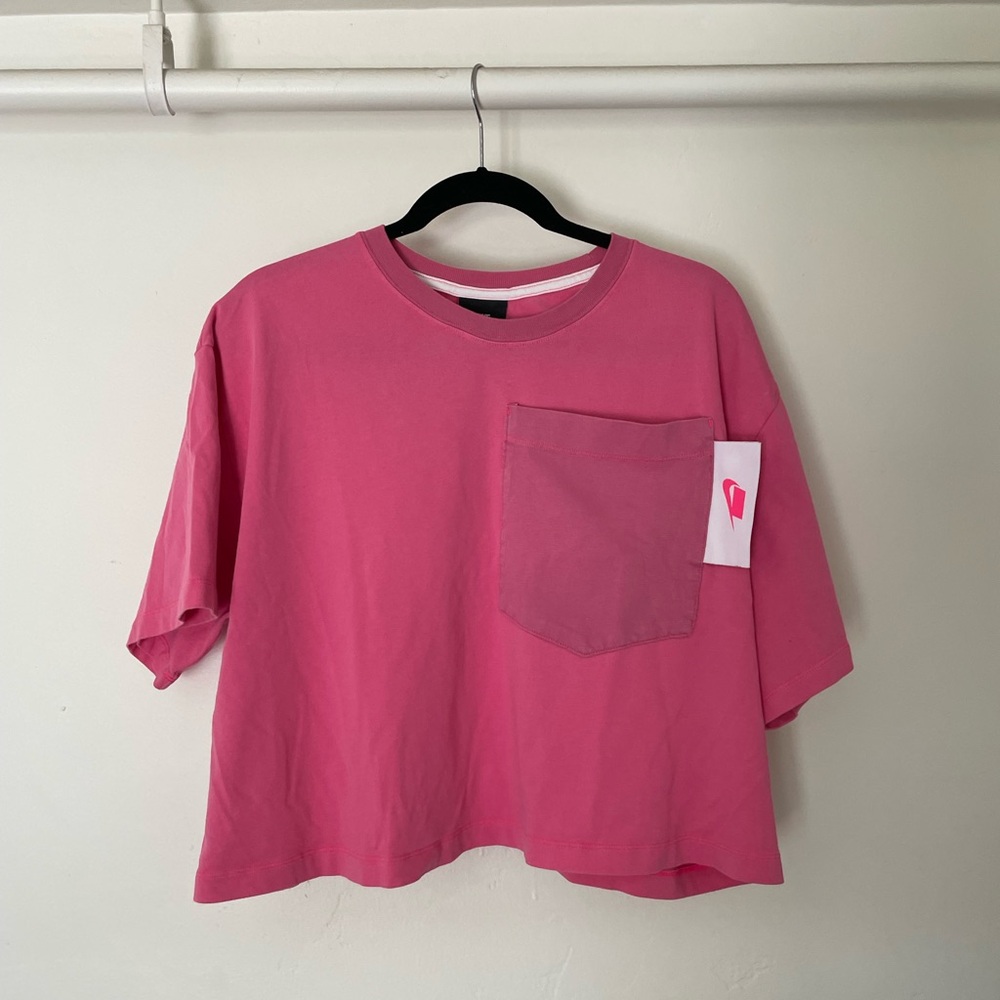 Rare Nike Test Crop Top Asymmetrical Pink Pocket T-Shirt